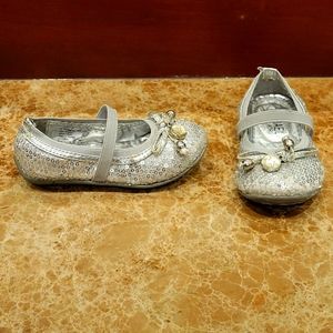 GIRL'S SILVER METALLIC SEQUIN BABY DRESS SHOES